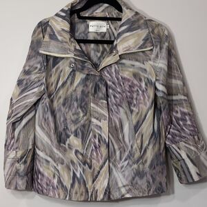 Patty Kim | Pastel Marble Wave Lightweight Utility Blazer Trench Jacket Size S